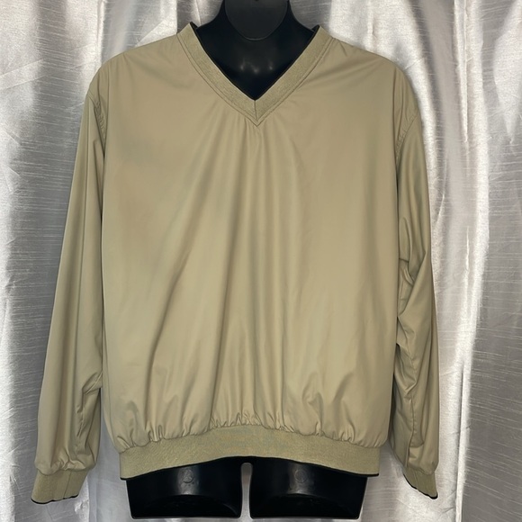 Wedge Men’s Large Reversible V Neck Black Tan Windbreaker - Picture 3 of 7